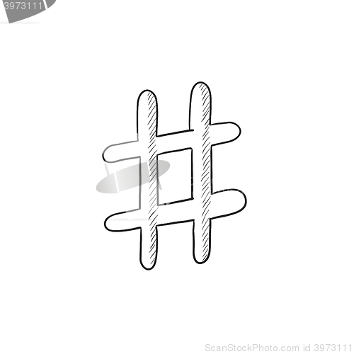 Image of Hashtag symbol sketch icon.