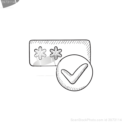 Image of Password with check mark sketch icon.