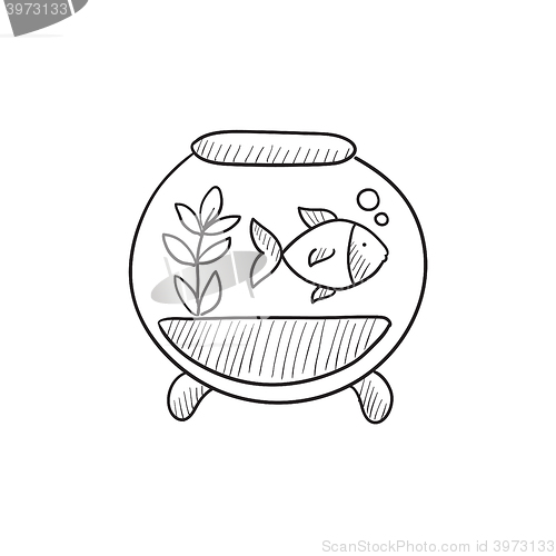 Image of Fish in aquarium sketch icon.
