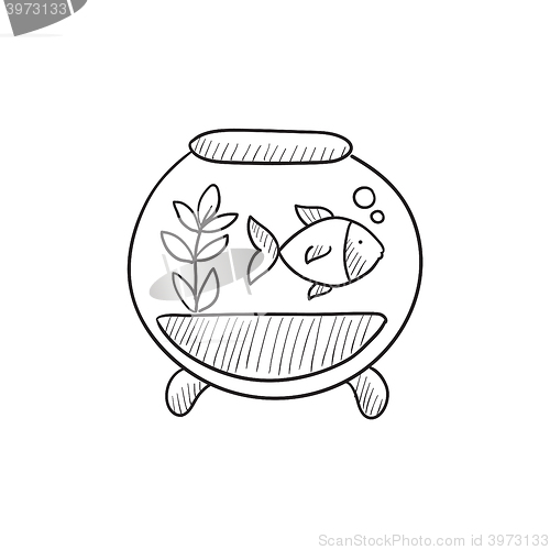 Image of Fish in aquarium sketch icon.