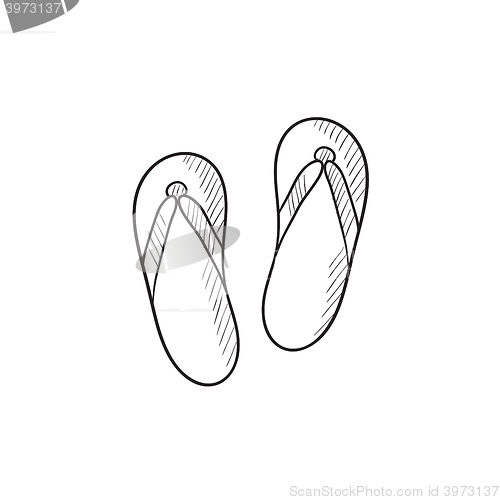 Image of Beach slipper sketch icon.