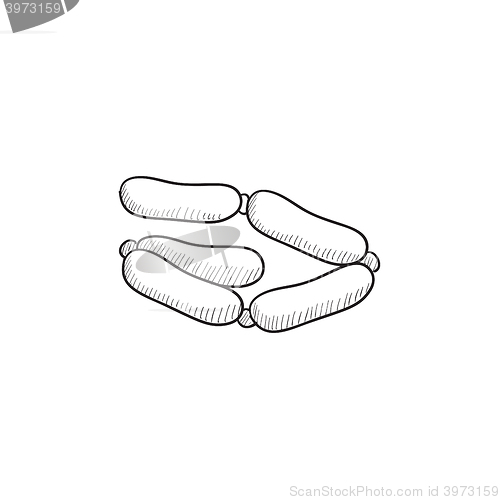 Image of Chain of sausages sketch icon.