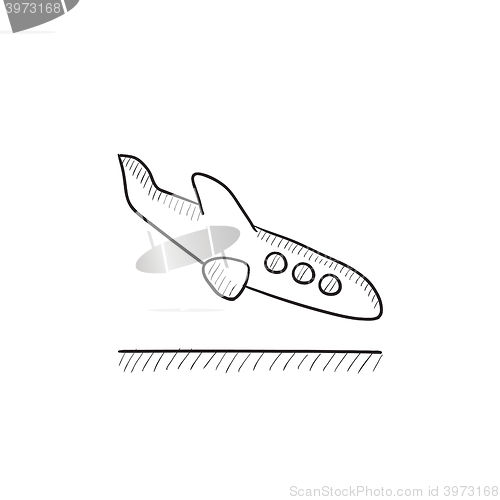 Image of Landing aircraft sketch icon.