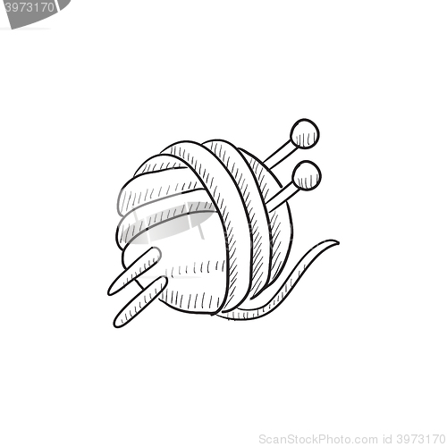 Image of Threads for knitting with spokes sketch icon.