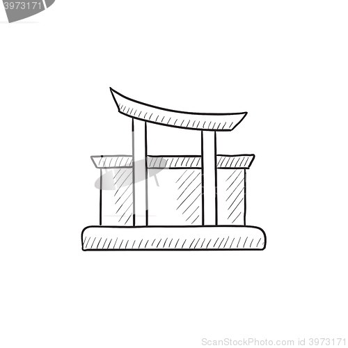 Image of Torii gate sketch icon.