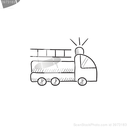 Image of Fire truck sketch icon.