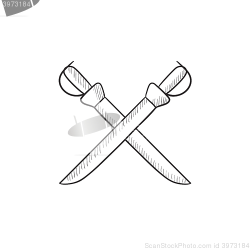 Image of Crossed saber sketch icon.