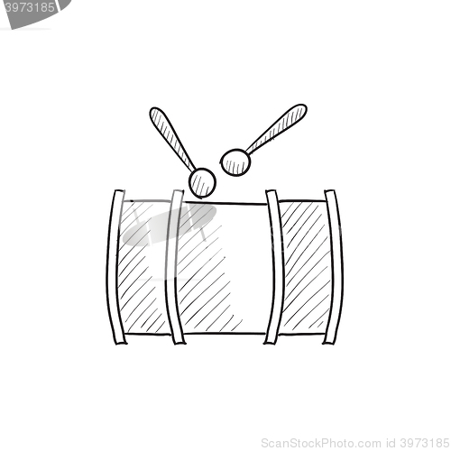 Image of Drum with sticks sketch icon.