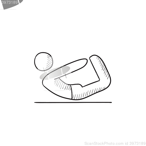 Image of Man practicing yoga sketch icon.