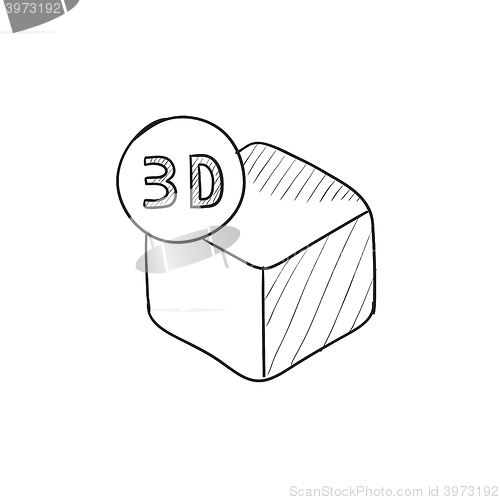 Image of Three D box sketch icon.