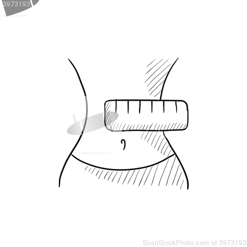 Image of Waist with measuring tape sketch icon.