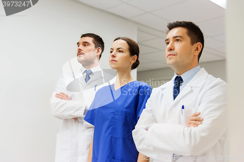 Image of group of medics or doctors at hospital