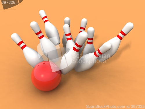 Image of bowling ball and skittles