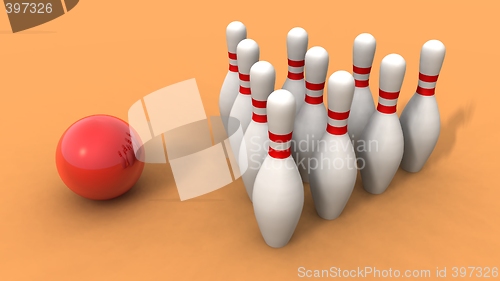 Image of bowling ball and skittles