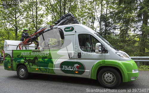 Image of PMU (Le Pari Mutuel Urbain) Vehicle in Vosges Mountains - Tour d