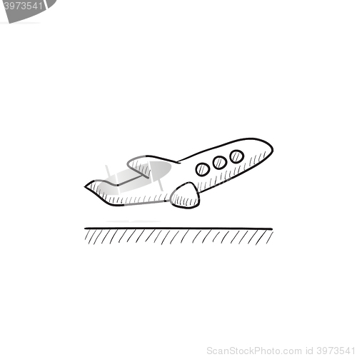 Image of Plane taking off sketch icon.