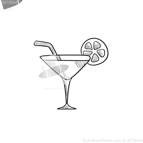 Image of Cocktail glass sketch icon.