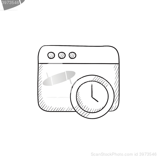 Image of Browser window with clock sign sketch icon.