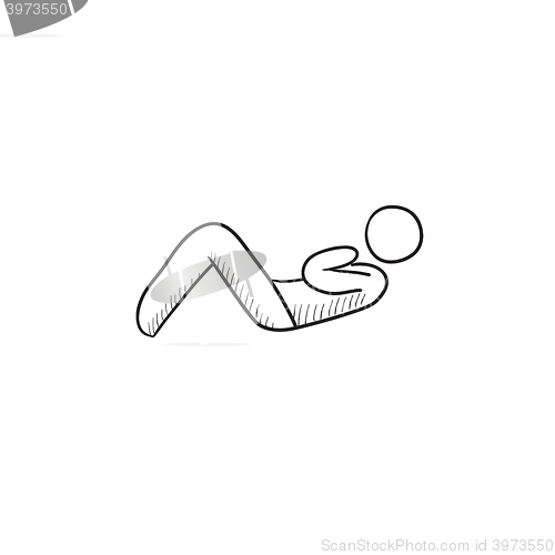 Image of Man doing abdominal crunches sketch icon.