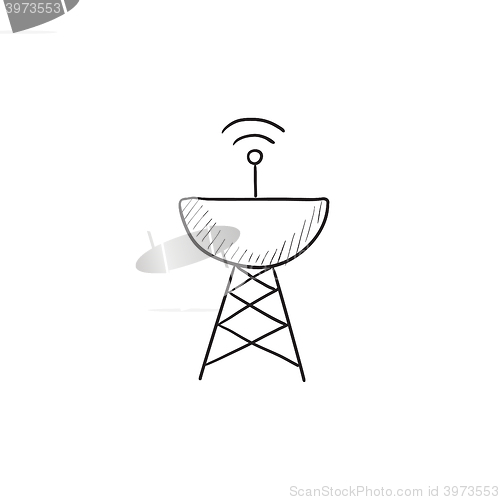 Image of Radar satellite dish sketch icon.