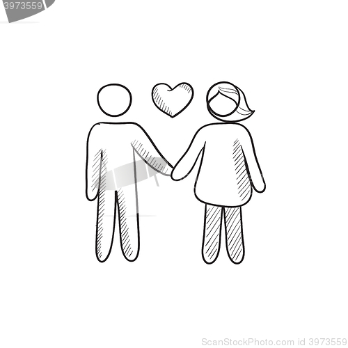 Image of Couple in love sketch icon.