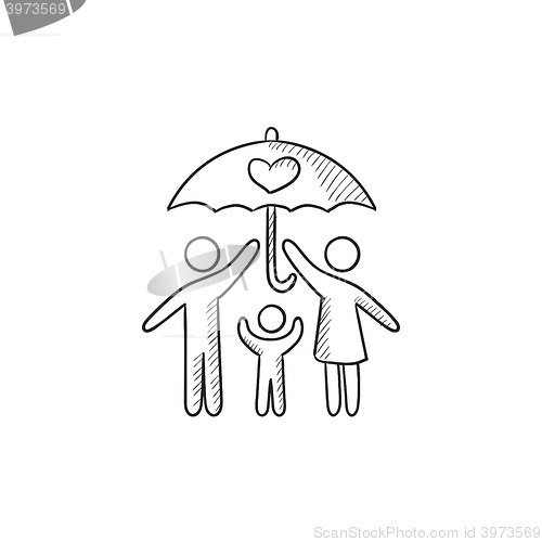 Image of Family insurance sketch icon.
