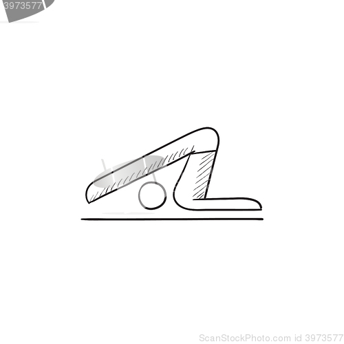 Image of Man practicing yoga sketch icon.