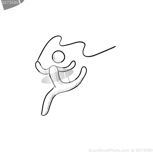 Image of Gymnast with tape sketch icon.