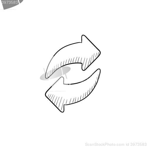 Image of Two circular arrows sketch icon.