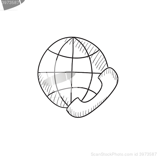 Image of Global communications sketch icon.