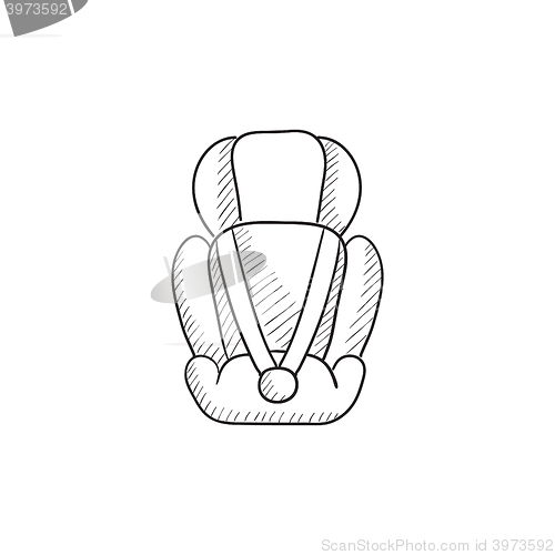 Image of Baby car seat sketch icon.