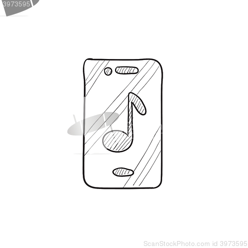 Image of Phone with musical note sketch icon.