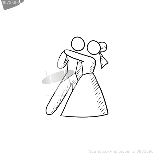 Image of First wedding dance sketch icon.