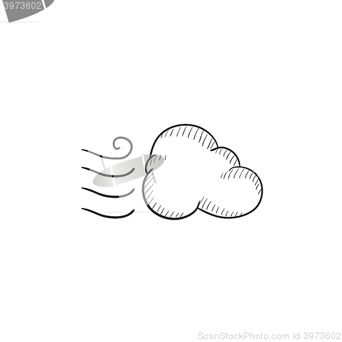 Image of Windy cloud sketch icon.