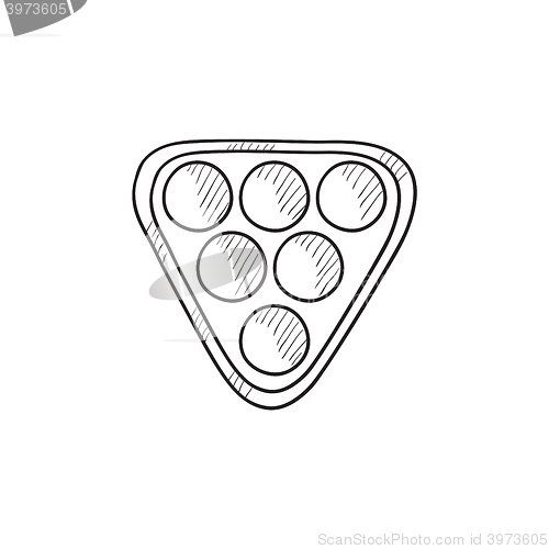 Image of Set of billiard balls in triangle sketch icon.