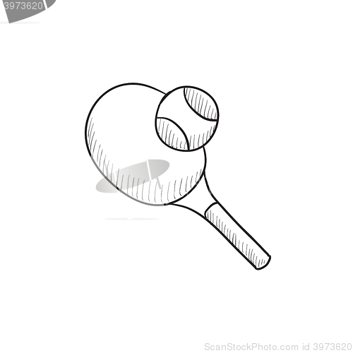 Image of Tennis racket and ball sketch icon.