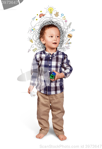 Image of Little boy thinking