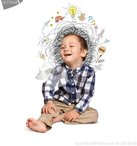 Image of Little boy thinking