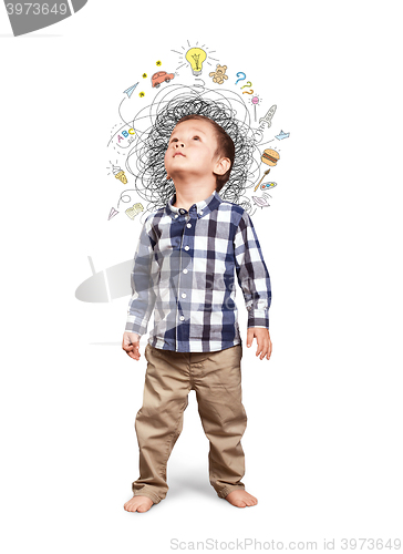 Image of Little boy thinking