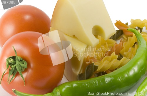 Image of vegetables, cheese and pasta