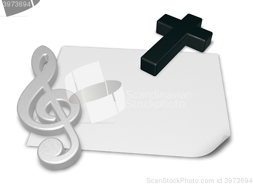 Image of clef and cross - 3d rendering