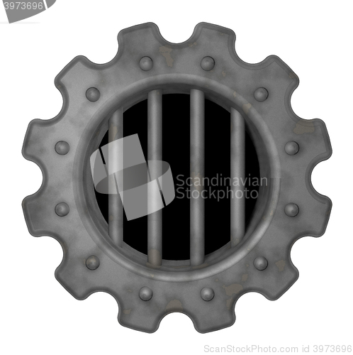 Image of gear wheel prison window - 3d rendering