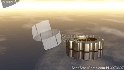 Image of gear wheel on reflective surface - 3d rendering