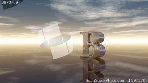 Image of metal uppercase letter b under cloudy sky - 3d rendering