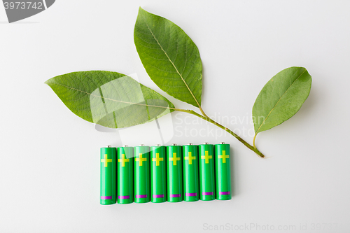 Image of close up of green alkaline batteries