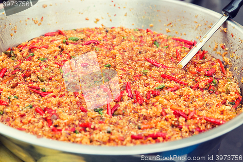 Image of chilly wok or pilaf dish at street market