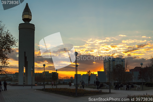 Image of Monument in the form of a candle. Tyumen. Russia