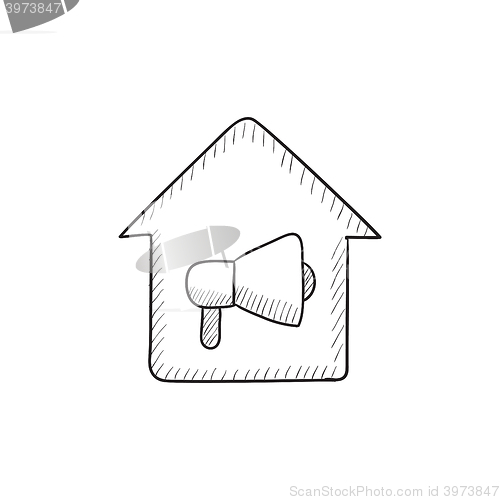 Image of House fire alarm sketch icon.