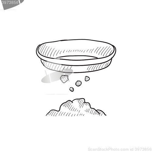 Image of Bowl for sifting gold sketch icon.