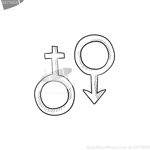 Image of Male and female symbol sketch icon.